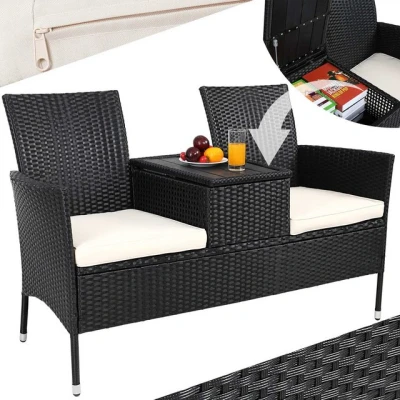 Abbildung von Casaria Gartenbank, Wetterfest Tisch Aufbewahrungsbox 143x64x87cm Kissen 320kg Belastbar