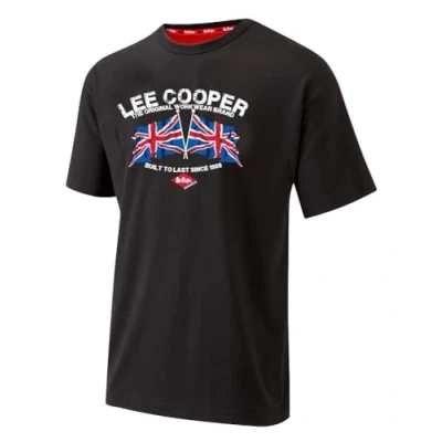 Abbildung von Lee Cooper Workwear Herren Bedrucktes T Shirt mit Rundhalsausschnitt und kurzen Ärmeln, Schwarz, L