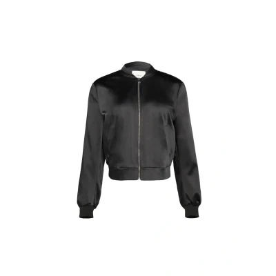 Abbildung von s.Oliver BLACK LABEL Satinblouson mit Rippbündchen schwarz 44