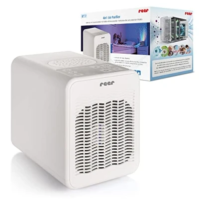 Abbildung von reer 4in1 Air Purifier, Luftreiniger mit HEPA und Aktivkohle Filter beruhigendem Nachtlicht, Sternenhimmelprojektion, Einschlafliedern Naturgeräuschen 99,95% saubere Luft