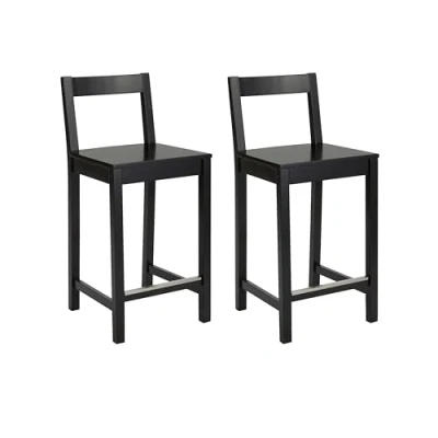 Abbildung von Amazon Basics Barhocker aus Holz mit Rückenlehne, schwarz, 2 Stück