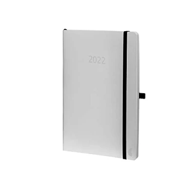 Abbildung von Chronoplan 50932 Buchkalender Kalendarium 2022, im A5 Format (135x210mm) mit Softcover, Wochenplaner (1 Woche auf 2 Seiten, flexibler Stiftschlaufe, Einmerkband und Gummiverschluss), weiß
