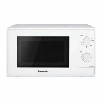 Abbildung von Panasonic NN K10JWMEPG Kompakter Mikrowellenherd 20 L, 800 W, 2 Drehknöpfe, 1.000 Quarz Gitterrost, 255 mm Glasdrehteller, 5 Leistungsstufen, Weiß.
