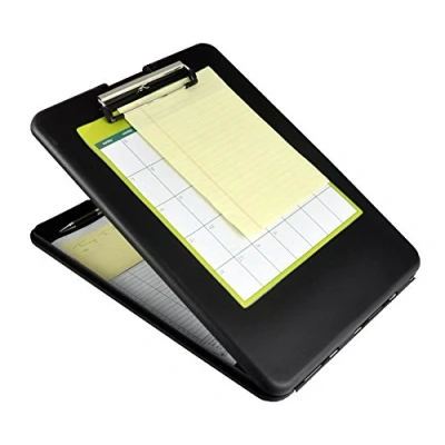 Abbildung von Läufer 00558 SlimMate Portable Desktop Klemmbrett mit Innenfach, für DIN A4 besonders flach, abgerundete Ecken, oben öffnend, Kunststoff, schwarz