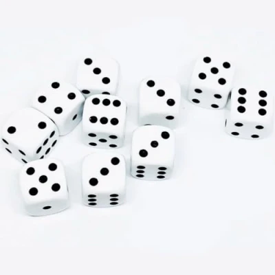 Abbildung von 10X Würfelset Weiß 16mm Spielwürfel aus Acryl, 6 seitig für Tischspiele &amp; Zubehör
