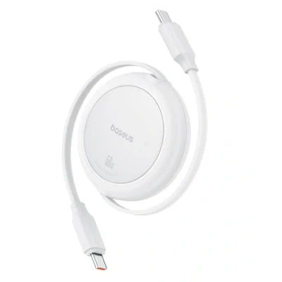 Abbildung von Baseus Free2Pull Mini, einziehbares Kabel, USB C C, 60W PD, 1m, weiß