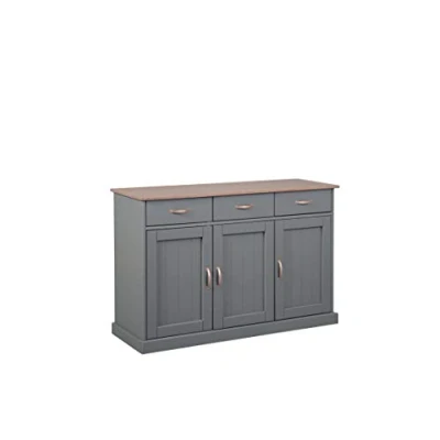 Abbildung von Inter Link Kommode Anrichte 3 Türen Schubladen Kiefer Massivholz grau sepia braun lackiert Landhausstil Luzerna 4.1