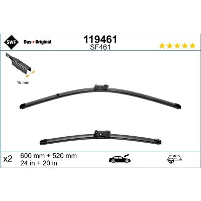 Abbildung von Scheibenwischer Swf Visioflex 119461 vorne Rahmenlos AUDI: A5 B9 Cabrio, TT Coupe, Roadster, PORSCHE: Panamera Sport Turismo,