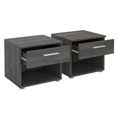 Abbildung von CARO Möbel Nachtkommode MARY, Nachttisch Nachtschrank 2er Set Kommode Beistell mit Schublade Esche g