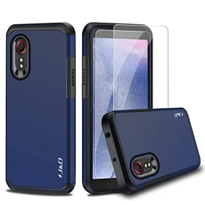Abbildung von J&amp;D Kompatibel für Samsung Galaxy Xcover 5 Hülle, Heavy Duty Hybrid Robustes Stoßfest Schutzhülle mit 2 Stücke Glas Displayschutzfolie 5, Navy Blau