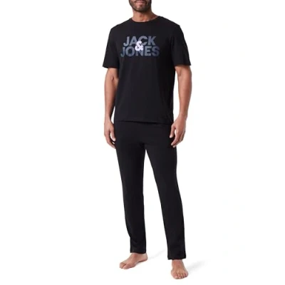 Abbildung von JACK&amp;JONES Herren JACULA SS Tee and Pants T Shirt und Hose Set, Black/Pack:Pants Black, M