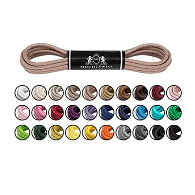 Abbildung von Mount Swiss Luxury Schuhbänder I Wasserabweisende und reißfeste Schnürsenkel rund ø 2 3 mm aus feiner Baumwolle/gewachst Farbe: beige.V05, Länge: 120 cm