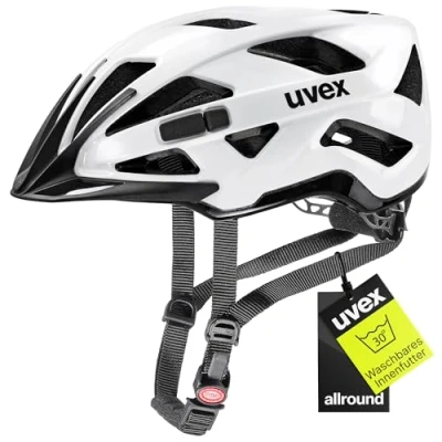 Abbildung von uvex active sicherer Allround Helm für Damen und Herren individuelle Größenanpassung erweiterbar mit LED Licht white black 52 57 cm