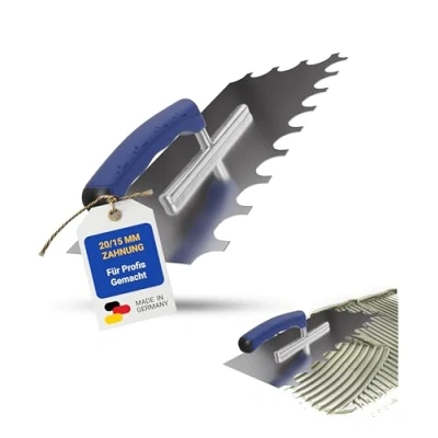 Abbildung von Karl Dahm® Softgriff Zahnkelle 20/15 mm Profi Glättekelle Rostfreier Edelstahl Ergonomischer Griff Ermüdungsfreies Arbeiten Made in Germany 10645