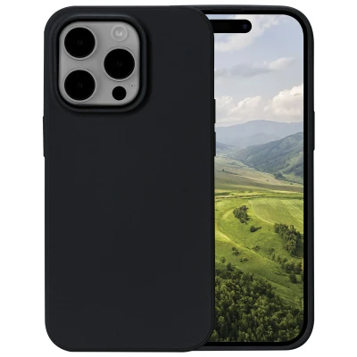Abbildung von Apple iPhone 15 Pro Hülle Recyceltem Silikon dbramante1928 Soft Case/Backcover Handyhülle Schwarz
