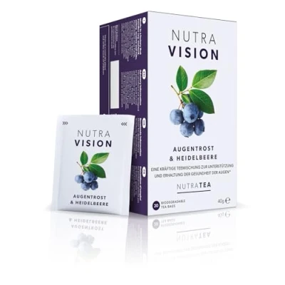 Abbildung von Nutra Tea NUTRAVISION, Augentrost Tee hilft die optimale Sehkraft aufrechtzuerhalten, wirkt lindernd bei gereizten und müden Augen Tee, 40 wiederverwendbare Teebeutel, Kräutertee mit Grüner &amp; Kiwi