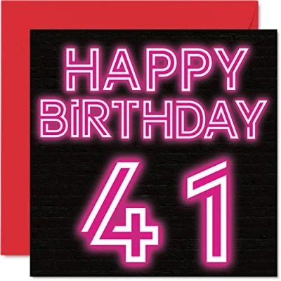 Abbildung von Lustige Geburtstagskarten zum 41. Geburtstag für Männer Frauen neonleuchtend Geburtstagskarte Vater Mutter Bruder Schwester Opa Oma Onkel Tante 145 mm x Grußkarten