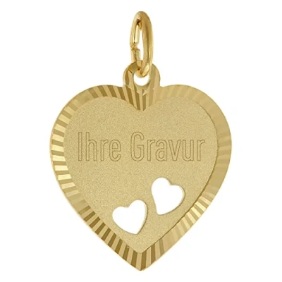 Abbildung von trendor 51946 Gravurplatte Herz Gold 585 (14 Kt) Anhänger zum Gravieren