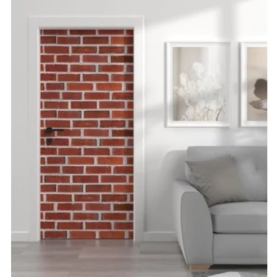 Abbildung von MyMaxxi Tür bekleben mit Türtapete Selbstklebend 90x200 Backsteine rot verschönern Türfolie Türaufkleber XXL Aufkleber Folie Türposter Türklebefolie Steine Mauer