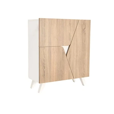 Abbildung von MyosHome Bequeme Kommode aus Eiche und Weiß, 80 x 94 34 cm Mars Eingangsmöbel, Sideboards für Wohnzimmer, Eingangsbereich