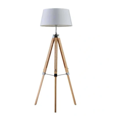 Abbildung von Lindby Stehlampe Katie, 162 cm, weiß, Textil, Holz, Tripod