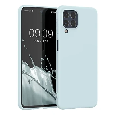 Abbildung von kwmobile Hülle kompatibel mit Samsung Galaxy M53 5G weiches TPU Silikon Case Cover geeignet für kabelloses Laden Cool Mint