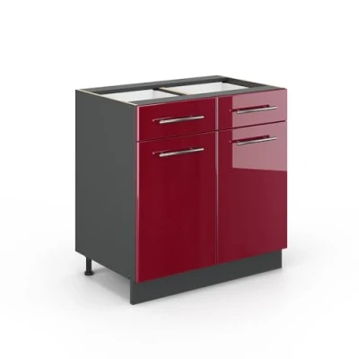 Abbildung von Vicco Unterschrank Fame Line, Bordeaux Hochglanz/Anthrazit, 80 cm ohne Arbeitsplatte