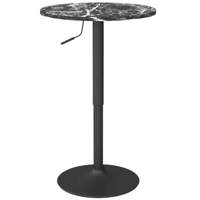 Abbildung von HOMCOM Bartisch Stehtisch Runder Esstisch für 2 Personen, Küchentisch mit Marmoroptik Wohnzimmer, Esszimmer, kleine Räume, Schwarz, Ø60 x 68 93,5cm