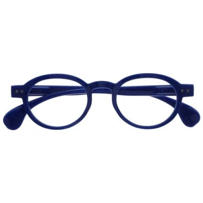 Abbildung von OPULIZE OCA Lesebrille Moderne Runde Retro Fassung Blau Glänzend Herren Damen Federscharniere R54 3 +3.00