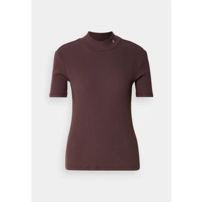 Abbildung von Scotch &amp; Soda MOCK NECK Tshirt basic, Damen, Größe: Large, Chocolate plum
