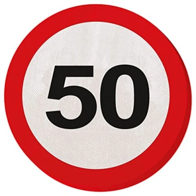 Abbildung von Serviettenverkehrszeichen 50 Jahre 20 Stück
