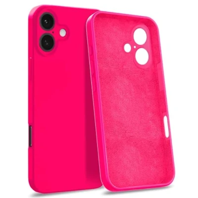 Abbildung von MyGadget Hülle kompatibel mit iPhone 16 Plus [ 4 Layer Struktur Schutzhülle ] Gummierte Handyhülle Soft Inlay &amp; Hardcase Cover außen Magenta Pink