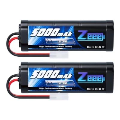 Abbildung von Zeee RC NiMH Akku 7,2V 5000mAh Auto LKW HPI Losi Kyosho Hobby für Cars Aeroplane Helicopter Boat (2 Packungen)