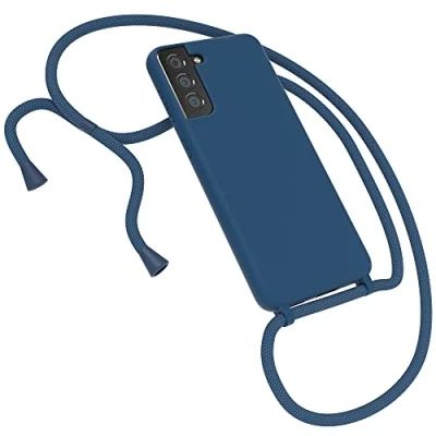 Abbildung von EAZY CASE Premium Silikon Handykette kompatibel mit Samsung Galaxy S21 Plus 5G Handyhülle Umhängeband, Handykordel Schutzhülle, Silikonhülle, Hülle Band, Kette für Smartphone, Nacht Blau