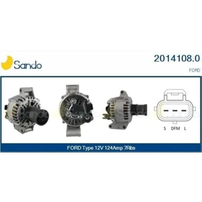 Abbildung von SANDO 2014108.0 Lichtmaschine 12V 124A FORD: Transit Mk5 Bus, Kastenwagen, Pritsche/Fahrgestell