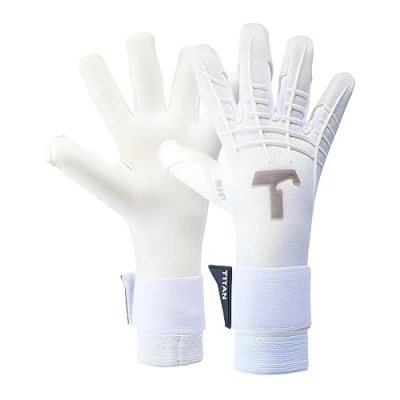 Abbildung von T1TAN White Beast 3.0 Torwarthandschuhe ohne Fingerschutz Fußballhandschuhe für Jugendliche &amp; Erwachsene, Unisex Hybrid Flat Cut und 4mm Gecko Grip Gr. 6