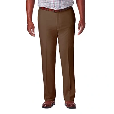 Abbildung von Haggar Men&#039;s Cool 18 PRO Classic Fit Flat Front Expandable Waist Pant, Toast, 38Wx32L