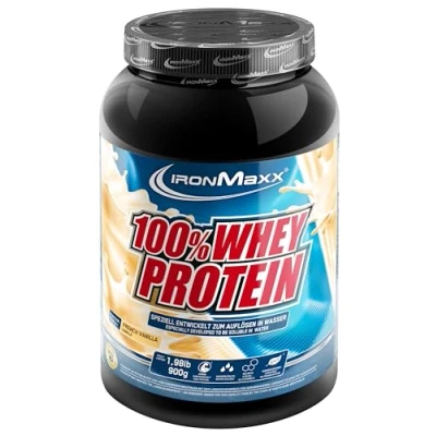Abbildung von 100% Whey Protein Pulver 900g French Vanilla Leckerer High Shake, 37g Eiweiß pro Portion, Power Drink für intensives Muskel Training, Mit BCAAs und EAAs