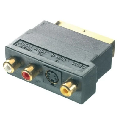 Abbildung von Vivanco Scart Adapter auf SVHS 3x Cinch vergoldet Video Scart,Cinch, Umstecker zu S VHS Mini Din + Stecker Audio/Video