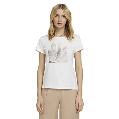 Abbildung von TOM TAILOR Damen 1026042 Print T Shirt, 10315 Whisper White, 3XL