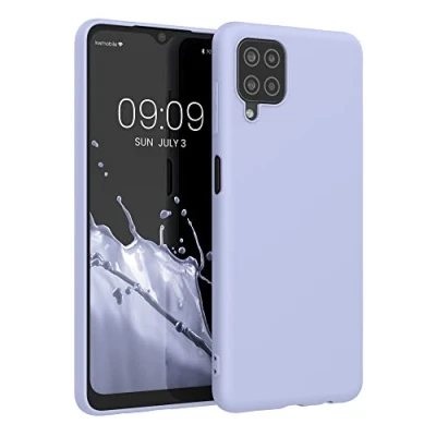 Abbildung von kwmobile Hülle kompatibel mit Samsung Galaxy A12 weiches TPU Silikon Case Cover geeignet für kabelloses Laden Pastell Lavendel