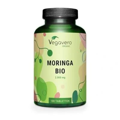 Abbildung von Bio Moringa Presslinge Hochdosiert 2000 mg pro Tag 180 Tabletten Vegan &amp; Ohne künstliche Zusatzstoffe Vegavero ®
