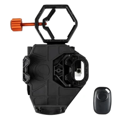 Abbildung von Celestron 81038 NexGo DX Universelles Smartphone Adapter Set für Digiscoping und Astroimaging mit Bluetooth Fernbedienung Nehmen Sie einer Kamera am Okular Bilder auf, Schwarz