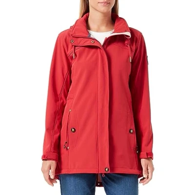 Abbildung von Ankerglut Damen softshellfrakke til kvinder kort frakke med hætte foret softshelljakke overgangsjakke #Ankerglutbris Softshelljacke, Rot, 48 EU