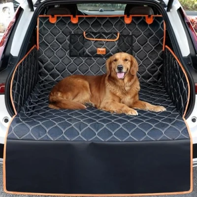 Abbildung von KYG Kofferraumschutz Hund, Gesteppte Schutzmatte &amp; Hundedecke mit Seiten und Ladekantenschutz Wasserdicht, Kratzfest für Auto Kombi Extra Lang, 215 * 110cm