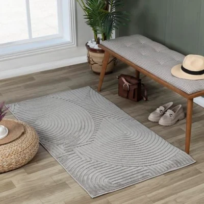 Abbildung von Surya Houston Teppich Läufer Wohnzimmer, Esszimmer Moderne Boho Geometrisches Muster Weicher Skandinavisch Wohnzimmerteppich Orientalisch Flur 80x150cm Groß Grau