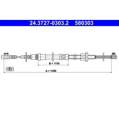 Abbildung von ATE 24.3727 0303.2 Handbremsseil 1395
