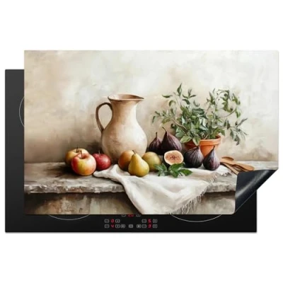 Abbildung von KitchenYeah© Herdabdeckplatte 80.2x52.2 cm Induktion Schutzmatte Küche Herdabdeckung Ceranfeld Induktionsmatte Cerankochfeld Abdeckung Früchte Kräuter Land