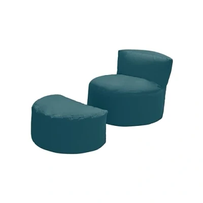 Abbildung von Loft 25 Kinder Sitzsack mit Fußhocker, füllung, Sessel Flauschig für Kinder, Kinderzimmer, Bean Bag Bodenkissen Kindersitzsack,Kinder (Marokko Blau)