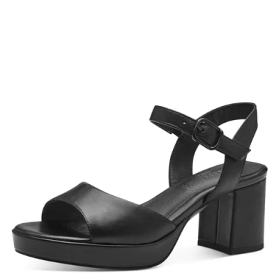 Abbildung von Jana Damen Sandalen mit Absatz verstellbarem Riemen Vegan, Schwarz (Black), 39 EU